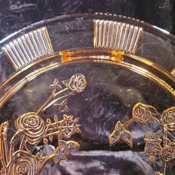 0187. Vintage ~ Federal Glass Co.~ Footed 11.5" Cake 🎂 Plate ~ Cabbage Rose 🌹 - Picture 3 of 16